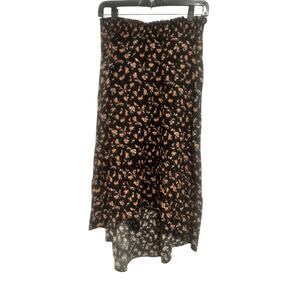 xhilaration praire high low black floral skirt M, boho western, festival